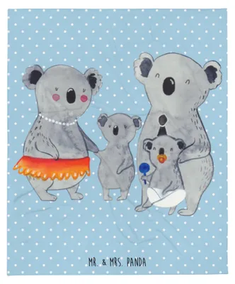 Produktbild von Mr. & Mrs. Panda Decke Koala Familie - Blau Pastell - Geschenk, Bettdecke, Koalas, Bettüberwurf, Plaid, Kinder, Muttertag, Tagesdecke, Papa, Sofadecke