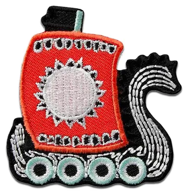 Produktbild von Wikinger Schiff - Aufnäher, Bügelbild, Aufbügler, Applikationen, Patches, Flicken, Zum Aufbügeln, Größe: 5 x 5,5 cm