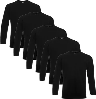 Produktbild von Fruit of the Loom Longsleeve Valueweight T-Shirt 5 Stk. Schwarz S