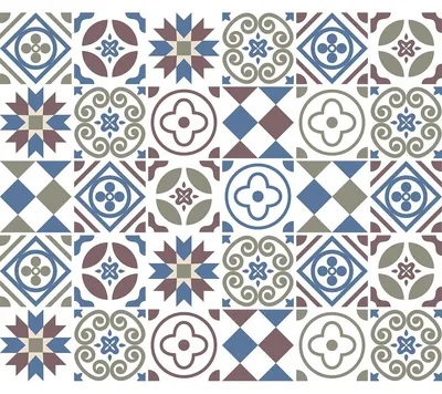 Image de Autocollants décoratifs pour meubles – Autocollants pour la cuisine et le salon – 30 autocollants pour meubles imitation carreaux de ciment par ALEKSINA – 30 autocollants de 15 x 15 cm
