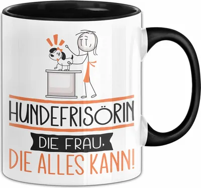 Produktbild von Hundefrisörin Geschenk Tasse Becher Die Frau Die Allen Kann Geschenkidee für eine Hundefrisörin Lustig (Schwarz)