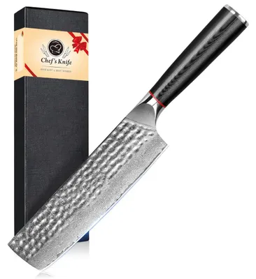Obrázok produktu pre Kuchárska nôž, damašková oceľ, ergonomická rukoväť z nehrdzavejúcej oceli, nôž Nakiri
