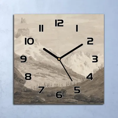 Produktbild von Wanduhr Echt-Glas-Küchenuhr Skizzierte Gebirgs Quarz 30x30 Deko Bilder