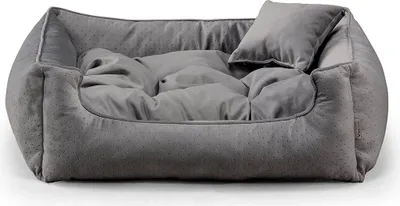 Produktbild von Hundebett BASEL Hundeliege mit zusätzlichem Hundekissen - Langlebige Materialien und hohe Qualität - Größen XS-3XL (XL-100x75, Anthrazit)