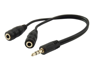 Produktbild von Equip Audiokabel Splitter 3.5mm->2x3.5mm St/Bu       schwarz Polybeutel