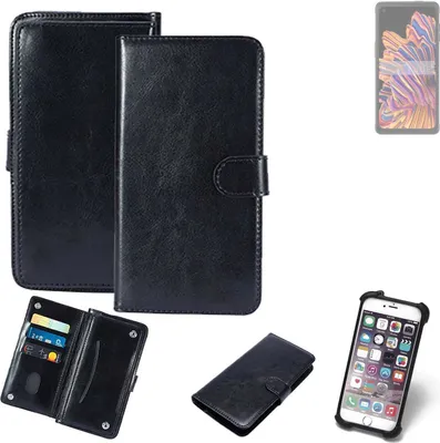 Produktbild von K-S-Trade 360° Hülle kompatibel mit Samsung Galaxy XCover Pro schwarz Kunstleder Case BookCase WalletCase Kunstlederederhülle Handyhülle,