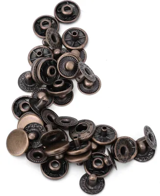 Produktbild von Schnappknöpfe aus Messing, 15 mm, Bronze, 50 Sets, runde Druckknöpfe, für Kleidung, Koffer, Dekoration, Handarbeit