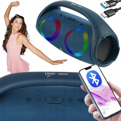 Obrázok produktu pre Prenosný Bluetooth reproduktor Boombox, 10W, IPX4, USB, AUX, MP3, LED, RGB, Vtone