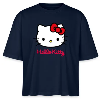 Produktbild von Spreadshirt Hello Kitty Klassisch Mit Schriftzug Boxy Shirt Damen, XXL, Navy