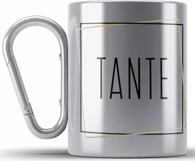 Produktbild von Trendation - Beste Tante Geschenk Edelstahl Tasse Karabiner Tante Geschenkidee Du Wirst Tante (Silber)