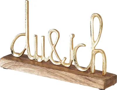 Produktbild von Schriftzug Du Und Ich L25cm Gold Mango Holz Tischdeko Geschenk Aufsteller Deko