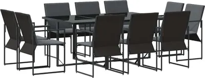 Immagine prodotto di vidaXL Set da pranzo da giardino, 11 pezzi, acciaio nero
