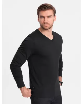 Obrázok produktu pre Ombre Clothing Pánske tričko s dlhým rukávom Avasant čierna M