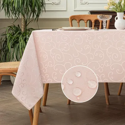 Immagine prodotto di Tovaglia rettangolare, lavabile, 140x240 cm, rosa, in tessuto jacquard, idrorepellente