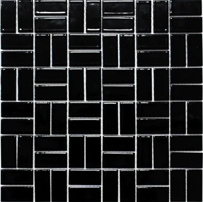 Produktbild von Mosaik Fliese Keramik Windmühle schwarz glänzend Fliese WC Badfliese MOS24-CWM8BG