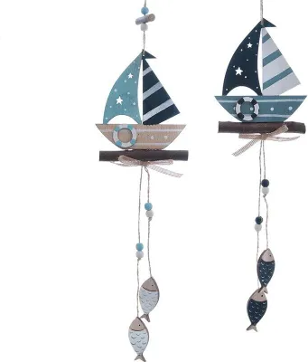 Produktbild von Hänger Segelboot Holz Maritim 2sortiert Türschild Wanddeko Fensterdeko 11x47cm