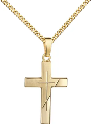 Produktbild von Kreuz Anhänger Gold 333 mit Diamantschliff Goldkreuz . Mit Kette 70 cm