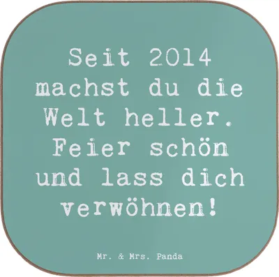 Produktbild von Mr. & Mrs. Panda Untersetzer für Gläser Spruch 2014 Geburtstag - Meeresbrise - Geschenk, Tassen, Geburtstagsgeschenk, Glas, Alles gut zum, Tischuntersetzer, Glückwunsch