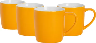 Produktbild von Argon Ta Farbige Kaffeetassen – 350 ml – Gelb – 4er-Pack – Robuste Teetasse aus Steingut, spülmaschinen- und mikrowellengeeignet