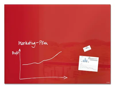Produktbild von SIGEL GL212 Glas-Whiteboard / große Glasmagnettafel Artverum, 120x90 cm, rot