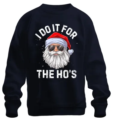 Zdjęcie produktu dla I Do It For The Ho's Weihnachtsmann lustig Geschenk Retro Uni Bluza Pullover, Granatowy, L