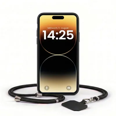 Produktbild von Handyhülle für Apple iPhone 14 Pro Max mit Handykette Band Kordel Hülle Case Schutzhülle Schwarz