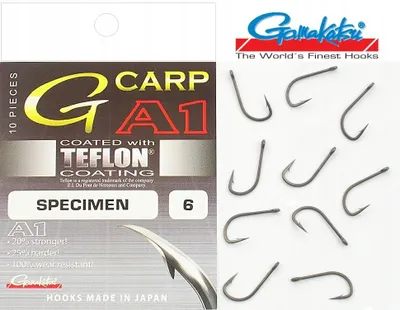 Produktbild von Gamakatsu A1 G-Carp Specimen Karpfenhaken Größe 6 Teflon