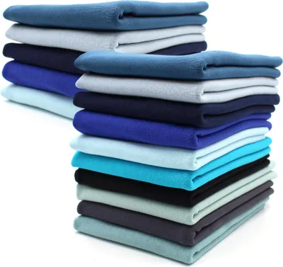 Produktbild von Bündchenstoff 5er Set Blautöne Bio Schlauchware Bündchen Jersey Paket Stoffpaket zum Nähen DIY