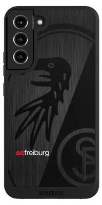 Produktbild von NIVOCASE Handyhülle für Samsung Galaxy S22+  Hülle NIVOpure Case Schwarz Metallic Look Offizielles Lizenzprodukt SC Freiburg