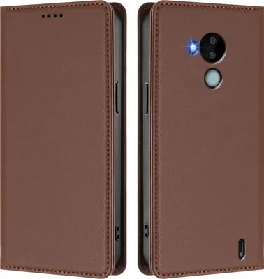 Obrázek produktu pro Kožené pouzdro pro Nokia C30, magnetické flipové pouzdro zPolyuretankůže se stojánkem Hnědá