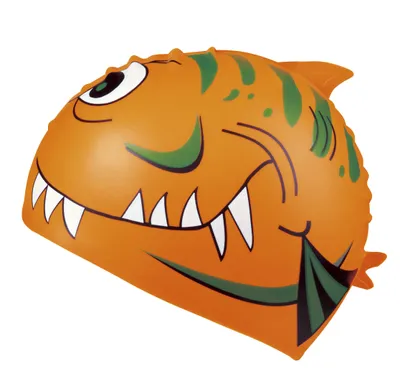 Produktbild von BECO Kinder Badekappe Badehaube Sporthaube Schwimmhaube Silikon "Hai" orange