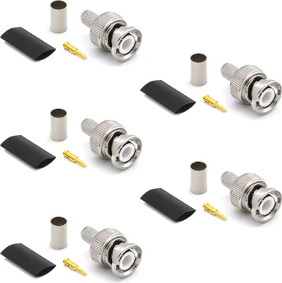 Obrázok produktu pre Konektor BNC LMR240 LMR-240 RG59U RG8X RG-8X Konektor RF koaxiálneho kábla poniklovaný s pozláteným kolíkom (balenie 5 ks)