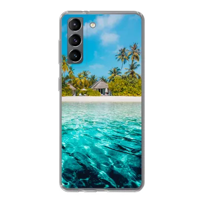 Produktbild von MuchoWow® Handyhülle Schutzhülle Hülle für Samsung Galaxy S21 Strand - Palmen - Meer Silikon Softcase Handy Hülle - Softcase