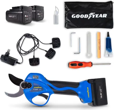 Image de Sécateur électrique Professionnel 16,8V + 2 Batteries Lithium 2Ah Ø Coupe 32 mm Moteur Brushless GOODYEAR