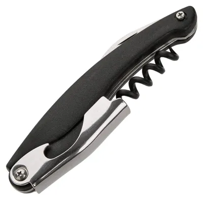 Produktbild von Fackelmann Kellnerkorkenzieher BLACK, Weinöffner für alle Korken, Korkenzieher mit antihaftbeschichteter Spirale (Farbe: Schwarz/Silber)