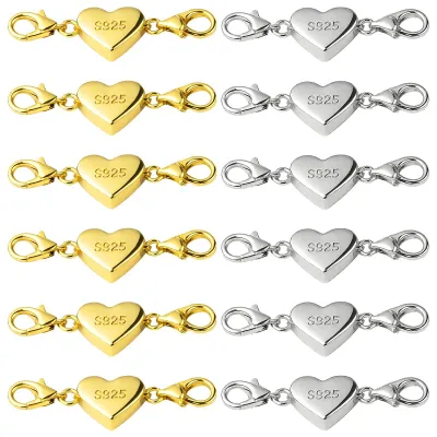 Productafbeelding van Magnetische sluitingen voor kettingen en armbanden - 6 stuks - 925 zilver, verguld
