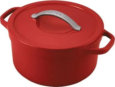 Produktbild von Runde rote Pfanne mit Deckel 24cm 4,5l - Beka