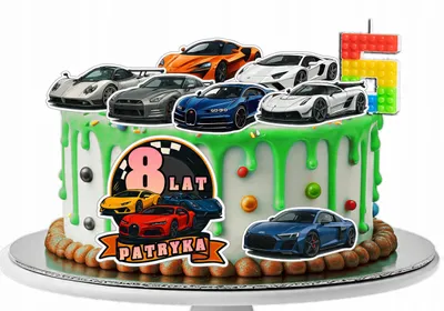 Zdjęcie produktu dla Opłatek Zestaw Urodzinowy Postacie Na Tort - Super Samochody Auta + Imię