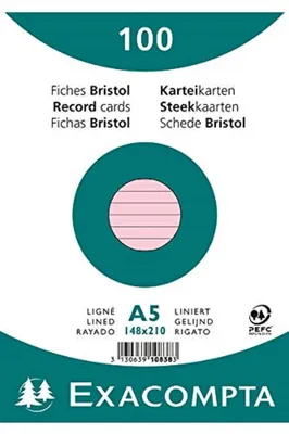 Produktbild von EXACOMPTA 10838SE EXACOMPTA Karteikarten, DIN A5, liniert, rosa