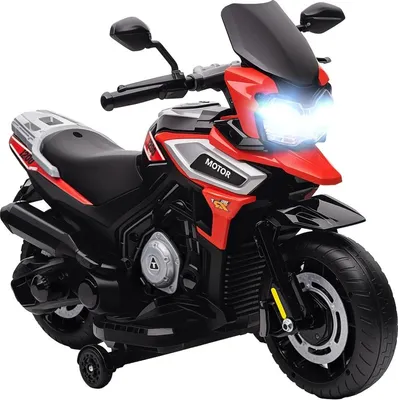 Produktbild von Fortuna Lai Elektro-Motorrad für Kinder von 18-36 Monaten, Aufsitz-Fahrzeug, Hilfsräder, Lichter, Musik, Kunststoff, Stahl, Rot