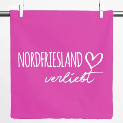 Produktbild von Huuraa Kissenbezug Nordfriesland verliebt 40x40cm Fuchsia Baumwolle Dekokissenbezug Geschenkidee