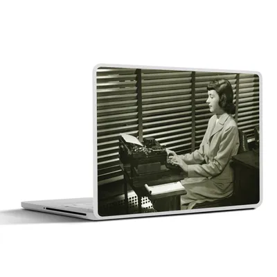 Produktbild von MuchoWow® Laptop Aufkleber Sticker Cover Schreibmaschine - Vintage - Schwarz - Weiß 40x30 cm - Laptop Dekoration - Selbstklebend