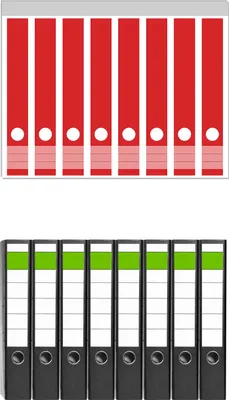 Produktbild von Wallario 8 Stück schmale Ordner inkl. Klebeetiketten mit Motive Rot -  Set mit Rückenschildern / Ordnerrücken Stickern