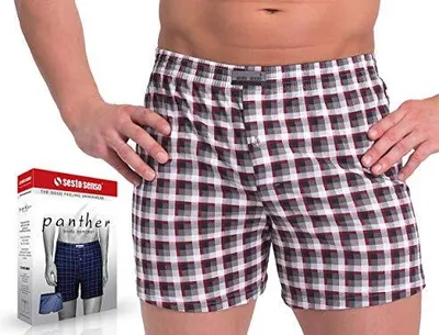 Produktbild von Sesto Senso Herren Schlafanzughose Panther Kariert Pyjamahose Unterwäsche 100% Baumwolle - NR 8 - 2XL