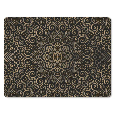 Produktbild von MuchoWow® Mauspad Mousepad Goldenes Muster auf schwarzem Hintergrund 23x19 cm - Mousepads - Maus Mat - Pad - Mausunterlage - Schreibtischunterlage - Mauspad