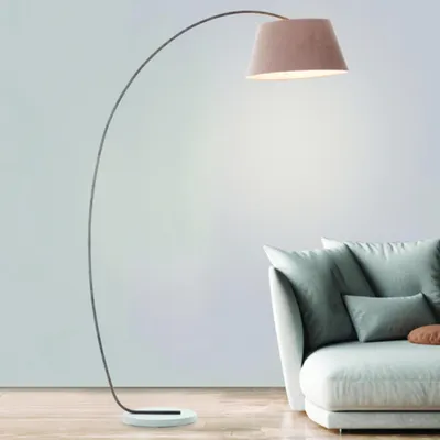 Image de Lampe décorative en arc - Lampadaire avec un abat-jour en tissu élégant - 2,0 m
