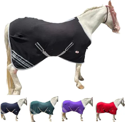 Productafbeelding van Paardendeken Fleece - Paardensheet Zweetdeken - Paard Warm Houden - Anti-Pill Fleece - 76 inch - Zwart