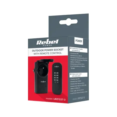 Obrázek produktu pro Bezdrátová zásuvka REBEL URZ1227-3 1+1, IP44 venkovní, černá
