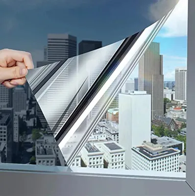 Produktbild von Sonnenschutzfolie, Wärmedämmung Fensterfolie Tönungsaufkleber, Reflektierende Sichtschutzfolie für das Home Office, 50*200cm, silbergrau