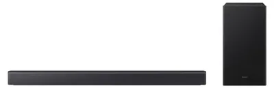 Produktbild von Samsung B-Serie Soundbar HW-B460GF 2.1-Kanal Subwoofer (2025), 2.1 Kanäle, DTS Virtual:X, Dolby Audio, Adaptiv, Spiel, Standard, Surround Sound Erweiterung, Kabellos, Schwarz, AAC, AIFF, FLAC, MP3, OGG, WAV